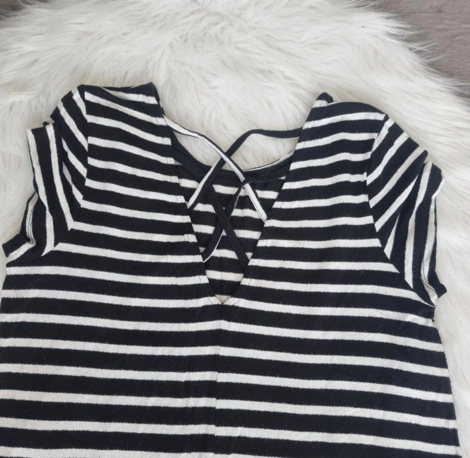 ONLY Robe d'été rayée noir/blanc avec dos à bretelles (Taille M) – photo 6